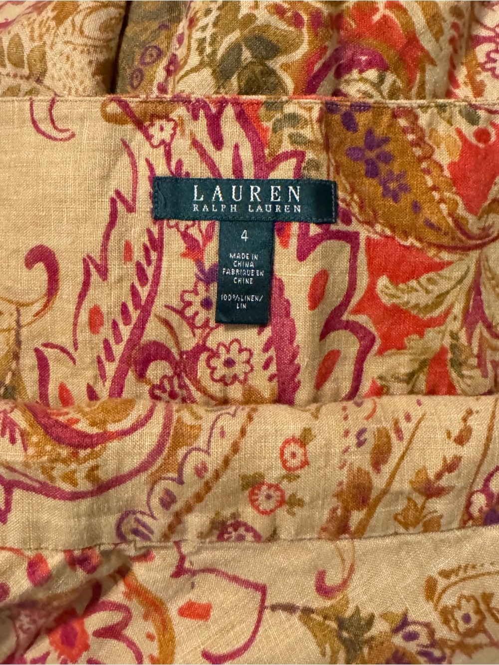 Lauren Ralph Lauren Yellow Paisley Circle Skirt with Pink & Green Accents